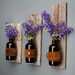 Set of 3 Wall Hanging Upcycled Flower Vases Using Reclaimed Wood and Leather