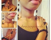 Crystal and gold earring set