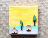 Over the hills series, No. 1, original mixed media art, spring home decor