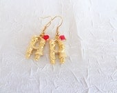 Love Earring, Gold Plated Earrings, Red Coral Earring, ValentinesEarring