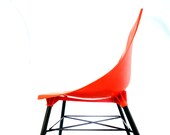 Retro Orange Plastic Chair - Sunset Orange Mid Century Modern 1950s Retro Molded Plastic Chair