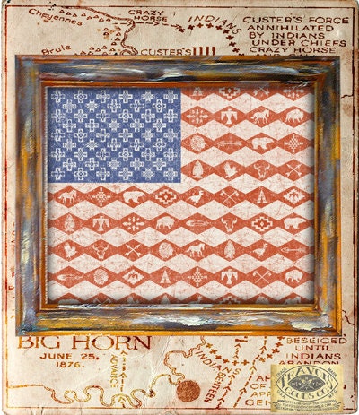 american flag united states america us southwest indian navajo blanket aztec native rustic americana antique wall art home decor poster 8x10