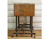 Vintage Industrial Typewriter Table -- Vintage Oak and Metal Table