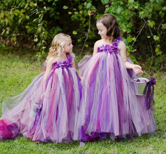 Purple pearl flower girl tutu dress, purple tutu dress, flower girl dress