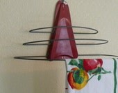 1940s Art Deco Red Handy Drying Rack, Wire Towel Rack, Industrial Laundry Rack, Fold Up, Drop Down