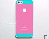 iPhone 5 case, iPhone 5 cover, case for iPhone 5, pink mint turquoise with rainbow apple logo S522