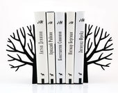 Minimalistic bookends - Winter trees - Scandinavia inspired item black color (velvety to touch)