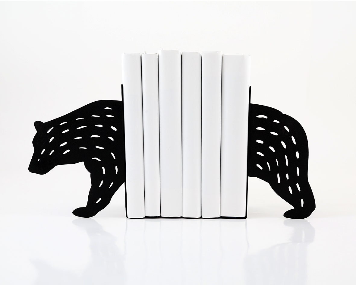Bookends - Bear- laser cut for precision these metal bookends will hold your favorite books