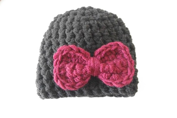 Newborn Baby Beanie black and burgundy gothic Hat