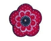 Iron on Applique Polka dot Flower Patch - Red, white and blue