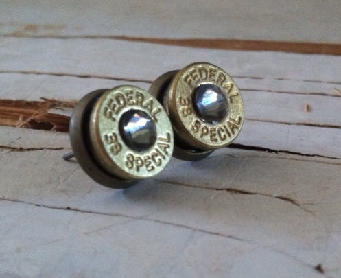 bullet earrings black clear diamond crystal studs bridesmaid gift camo wedding hunter diamond 