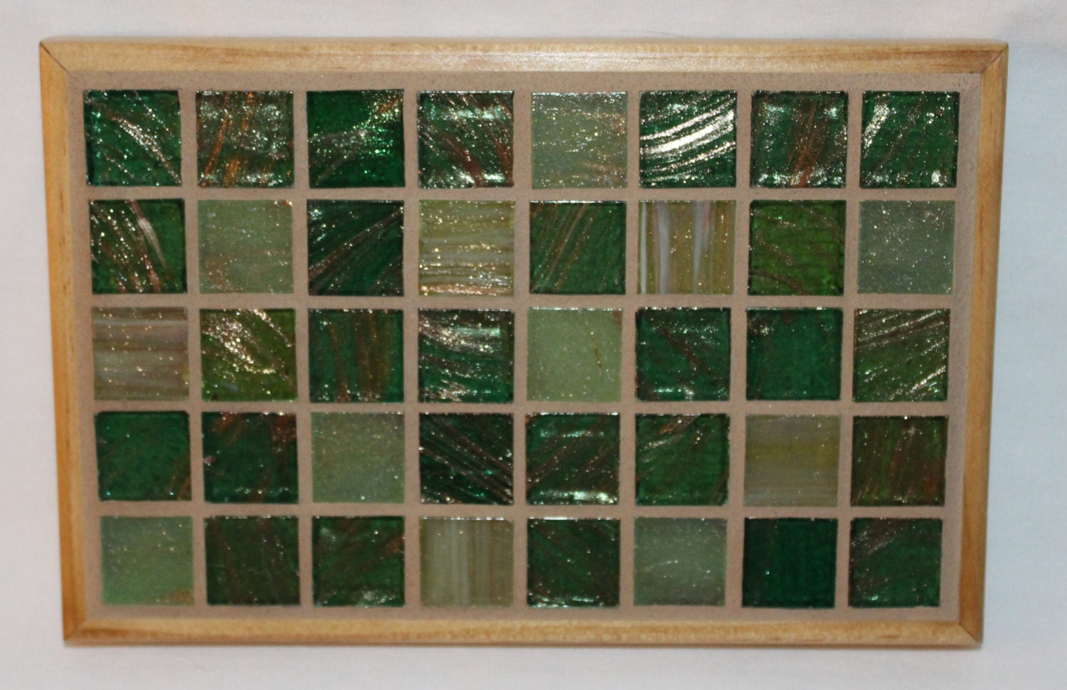Green with gold glass mosaic trivet