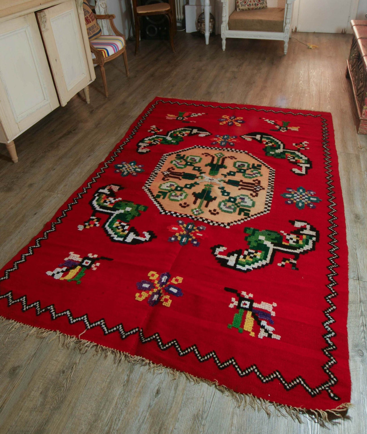 Vintage Hand Woven Rug Runner, Turkish Traditional Rug Runner, Pure Organic Wool Rug Runner, Oriental Rug Runner