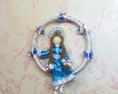 Needle Felted Composition Snow Maiden in Satin Dress With Lace