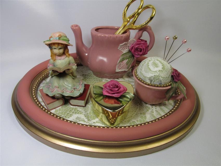 Little Girl Reading Pin Cushion Set - Home Decor