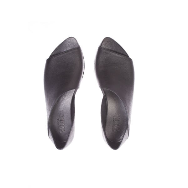 Flat black evening shoes