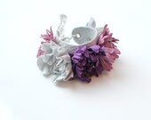 Handmade eco-friendly recycled leather flower cuff