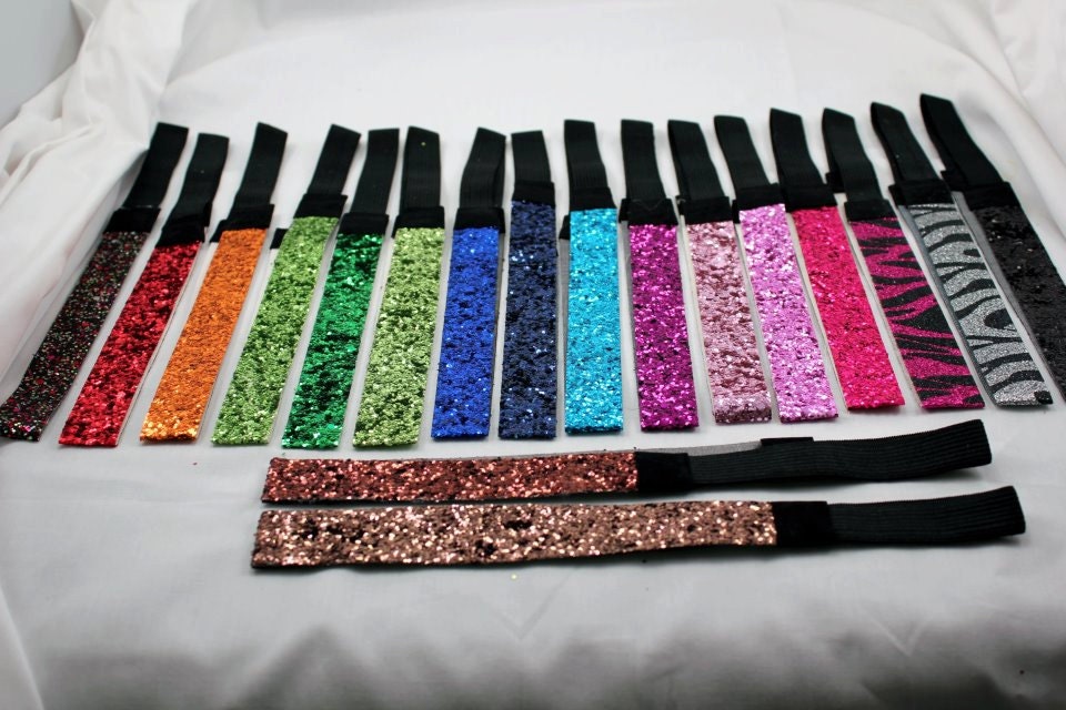 Glitter Sport Headbands--Set of 5--You Pick your Colors