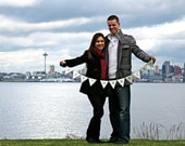 Wedding banner, Just Married banner.  Vintage sheet music design, photo prop for bride and groom.  Medium handmade banner.