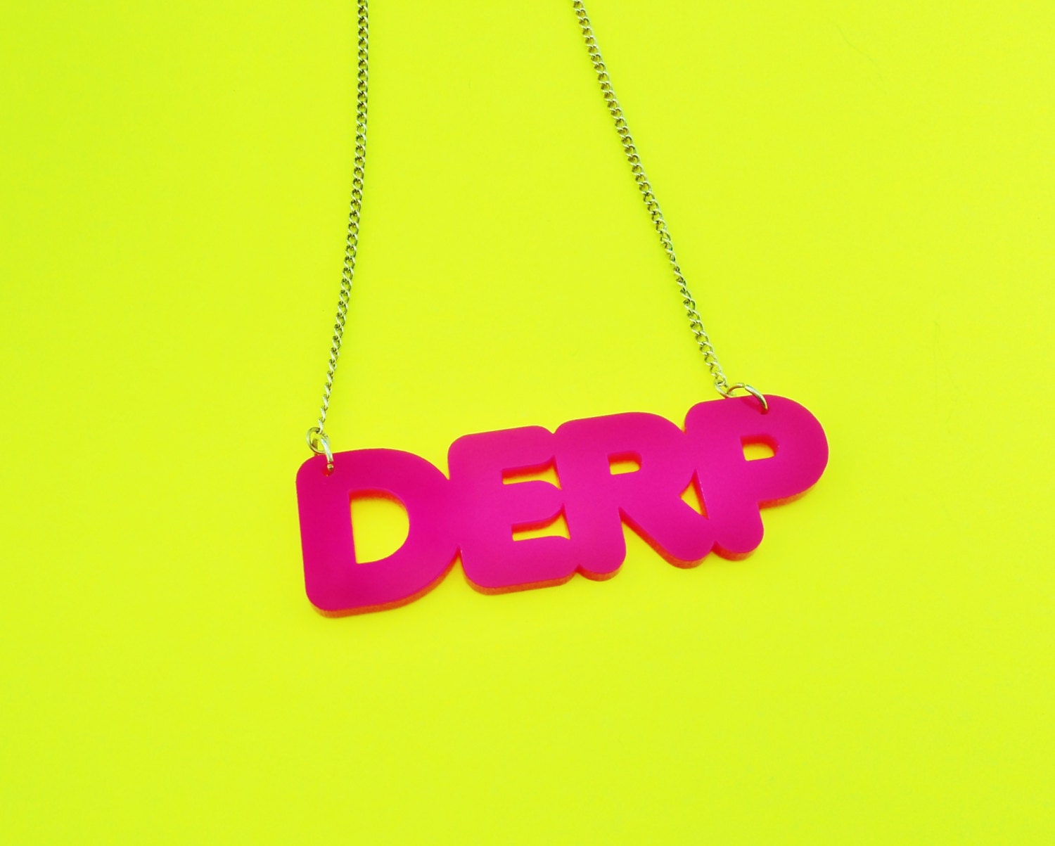 DERP necklace in pink acrylic