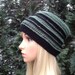 Crochet Ripetide Beanie in Thyme Green and Black, Crochet Green and Black Riptide Hat