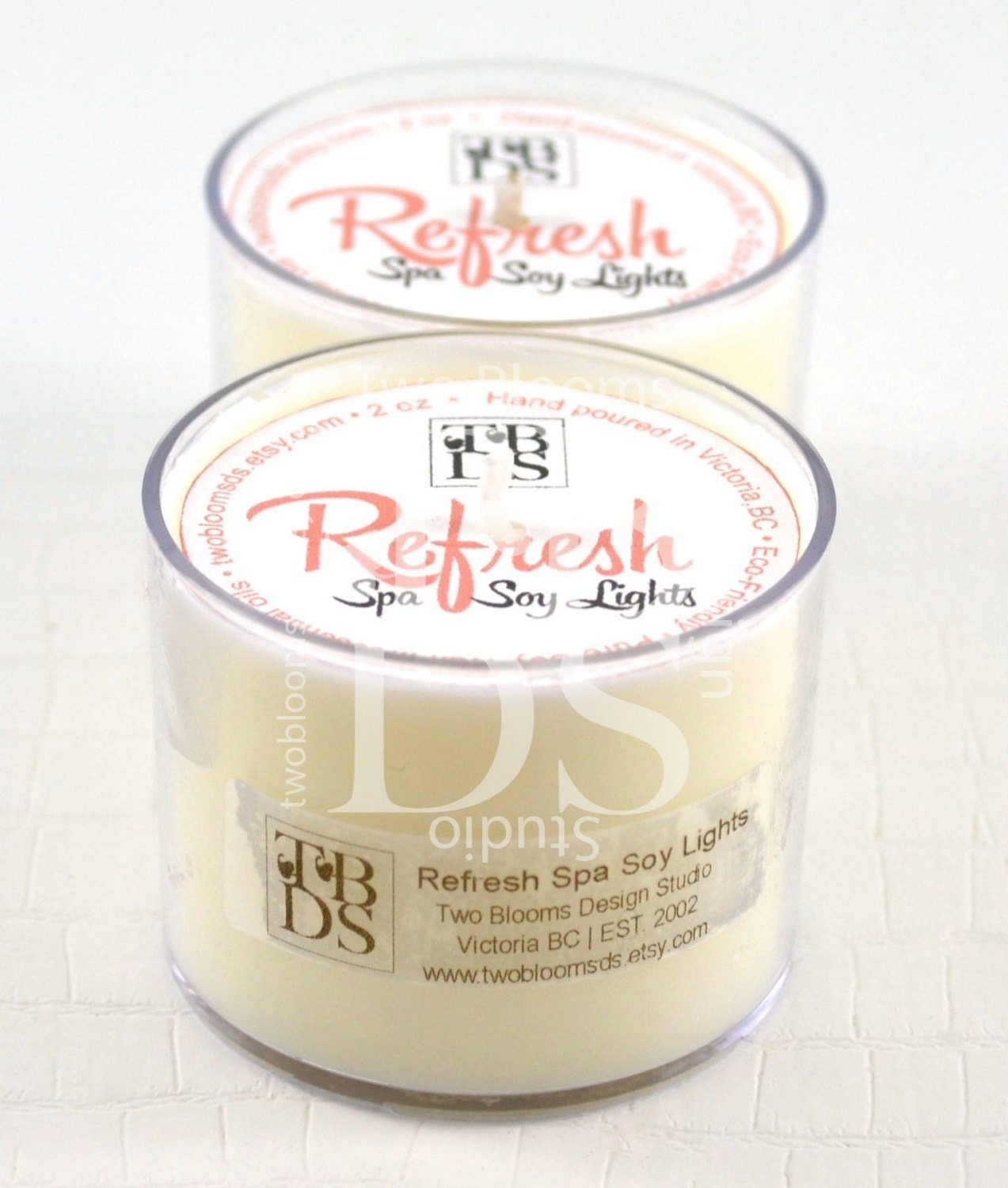 Refresh Spa Soy Lights 2 oz - Bergamot Essential Oil Soy Wax Candle - Natural Soy Wax Candle