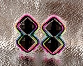 Black Neon Native American Earrings - Diamond Plastic Gems