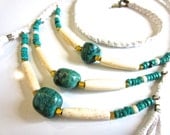 nereidies - turquoise breastplate necklace - bohemian leather necklace - southwestern
