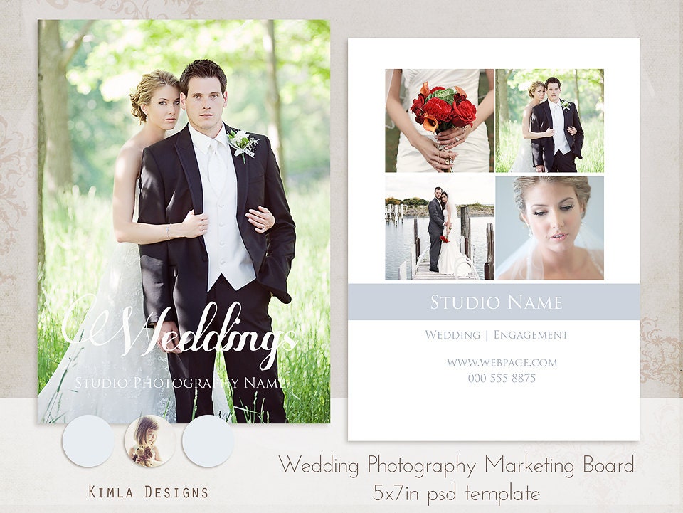 INSTANT DOWNLOAD Wedding Marketing Board, 5x7in, psd template