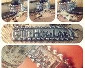Faith Hope Love Hand Molten Soldered Cuff Bracelet