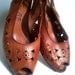 vtg CUT LEATHER SLINGBACK  shoes natural tan  leather / italian/ us 6 fr 37 uk 41/2