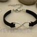 Karma-antique Bracelet ------ antique silver Karma Bracelet,infinity bracelet&black Flocking leather cord Bracelet
