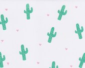 Cute handmade greeting card, cactus illustrated card with tiny hearts pattern