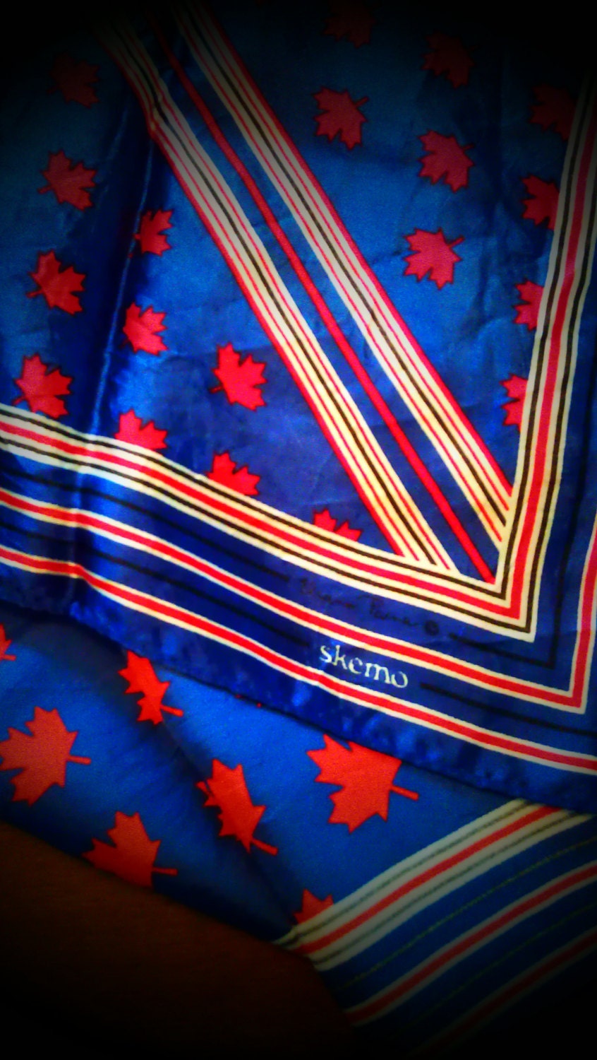 Vintage Eleanor Paine Skemo Canadian Scarf- red, white and blue