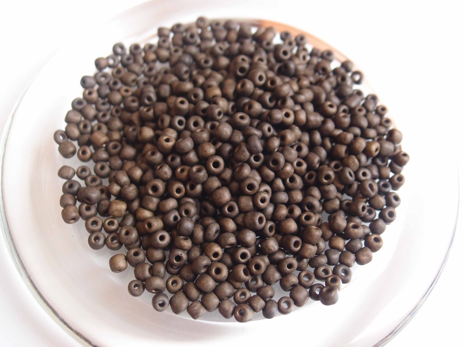 70G Matte Brown 'Wood Effect' Glass Seed Beads 6/0 4mm