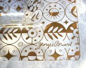 Mid Century Georges Briard Glass Tray, Forbidden Fruit Pattern, Signed, Double Sided, Very Cool