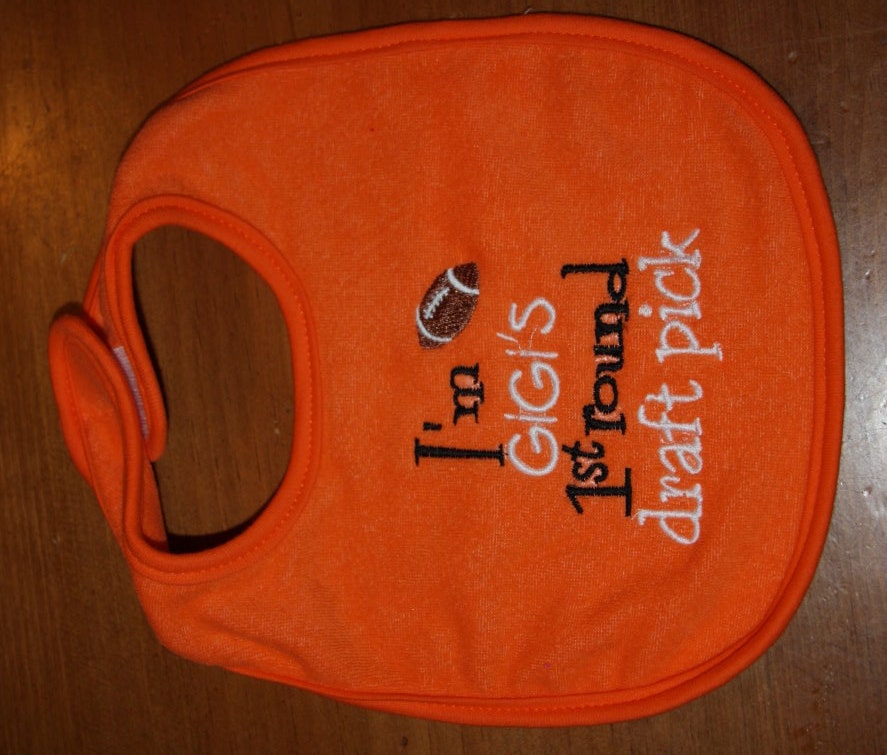 Im Gigis 1st round draft pick custom embroidered bib