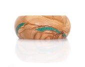 Wood Bracelet, Olivewood and  Green Malachite - Green Magic