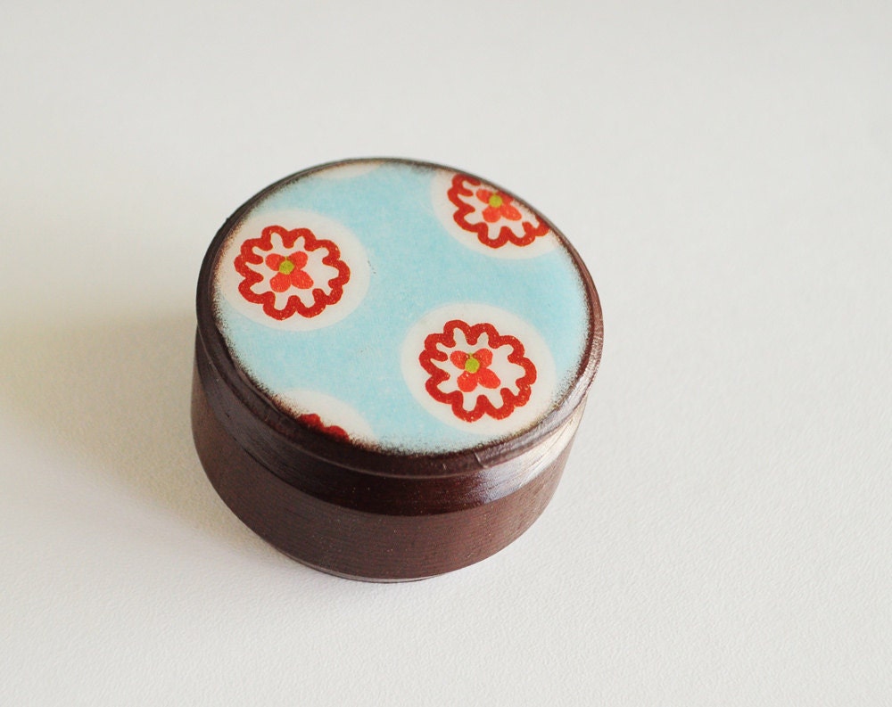 Tiny wooden box for jewelry in vintage style - home decor, party, orange, green, blue, trinket box for her for girl  - made to order