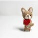 Danny Cat - needle felted wool brooch, crystal bead
