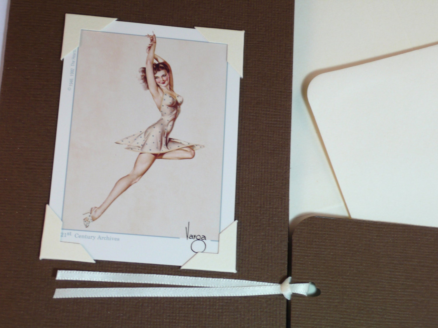 Calendar Girl Blank Notecard PinUp Greeting Card