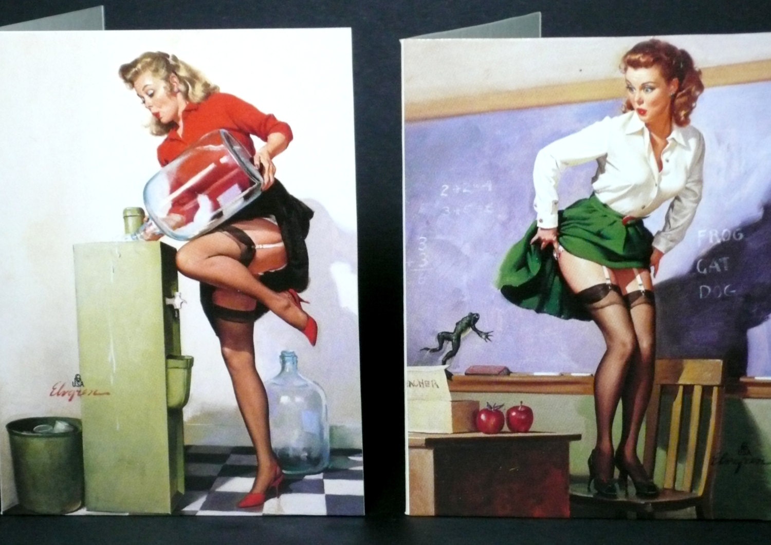 Adult Humor Cards Funny Teacher and Assistant Mini Blank Retro NoteCards Mad Men Style PinUp
