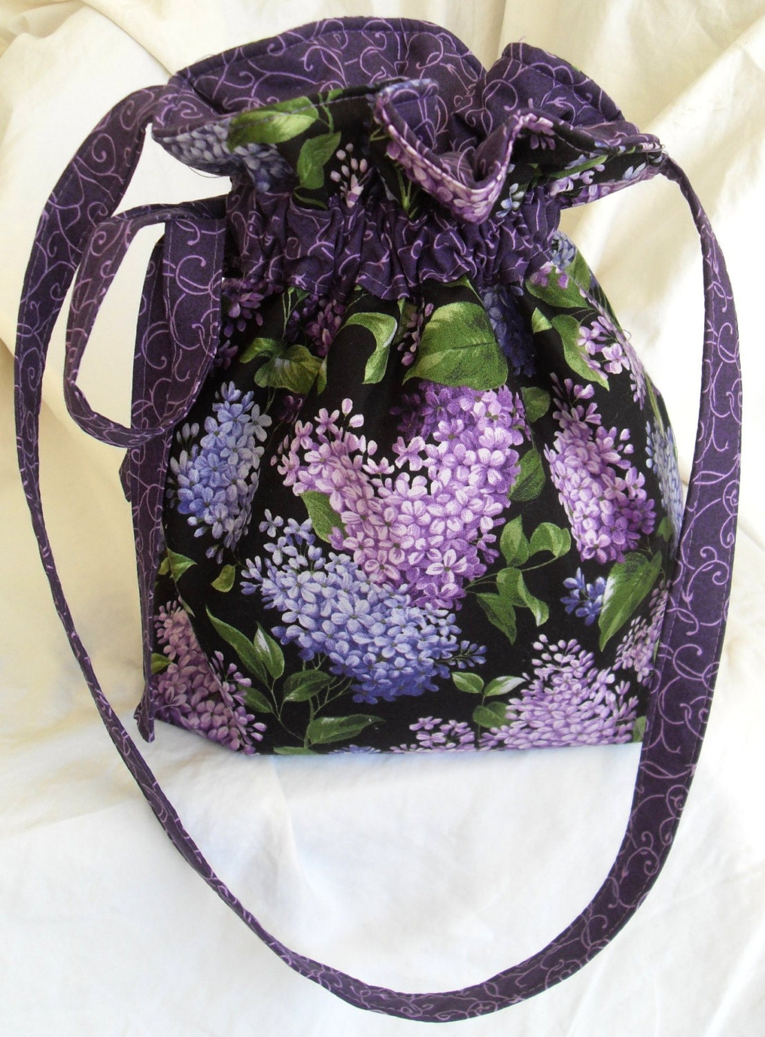 Project Bag Knit in Public Drawstring Yarn Sock Tote Purple Lilac