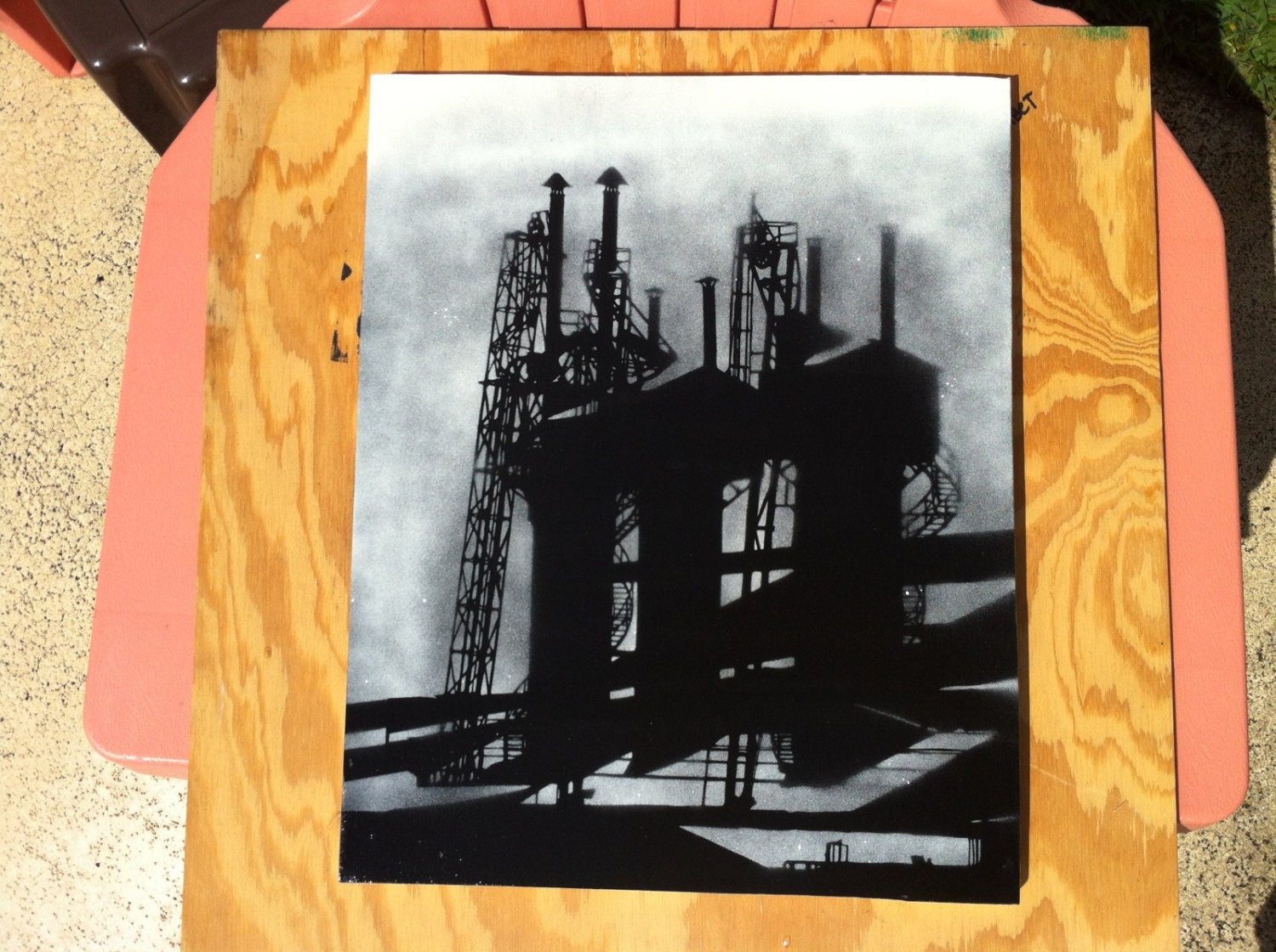 Heavy Industry 16x20'' acrylic spray paint on canvas