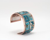 Matisse Blue Enamel & Copper Cuff  - Tapestry design