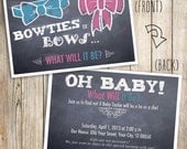 Gender Reveal Printable Party Invitation - Bowties & Bows