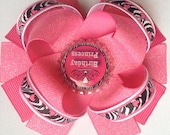 Birthday Hair Bow Princess Zebra Print Glitter Ribbon Girls Hearts Pink Bottle Cap Bow Boutique Stacked Girly Cute Sayings