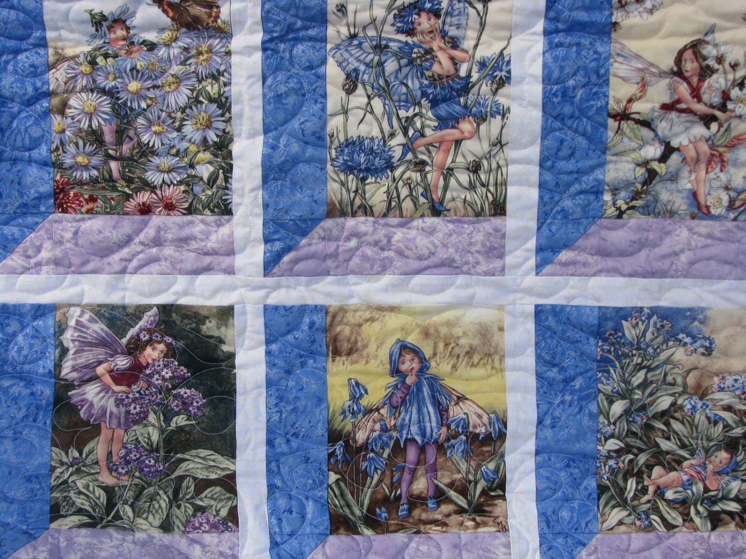 Girls Quilt - Wall Hanging - Handmade Garden Fairy Frost