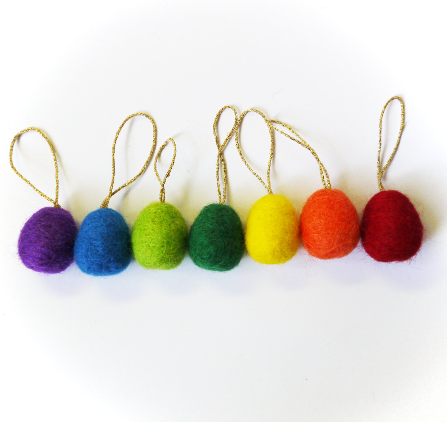Wool Felt Easter Egg Needle Felt Easter Ornament Decoration loop hanging, set of 7 - SINGLE color - Easter Home Decor Decoration Holiday
