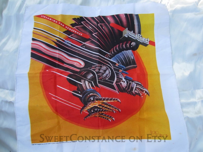 Vintage 1982 Judas Priest Screaming For Vengeance Square Concert Banner Flag Poster
